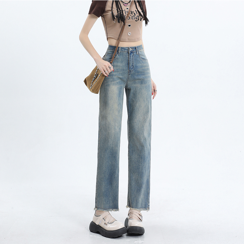 Korean Style Loose High Waist Celana Panjang Jeans Kulot Boyfriend