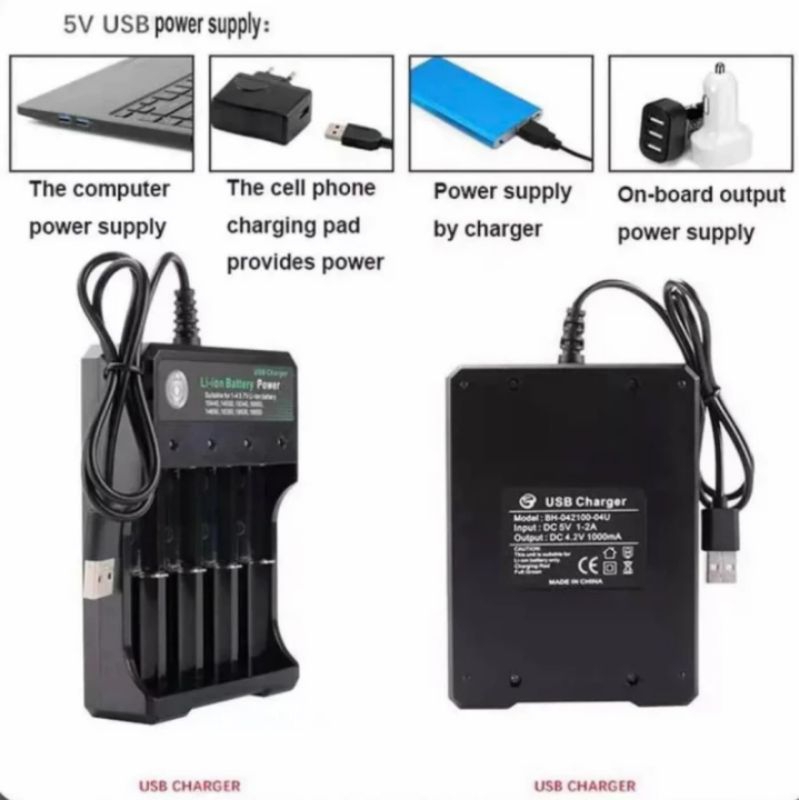 Charger Baterai 4 Slot Battery AA AAA 18650 Pengisi Daya Cas Batre Fast Charging 4.2V 2A MS-5D84A