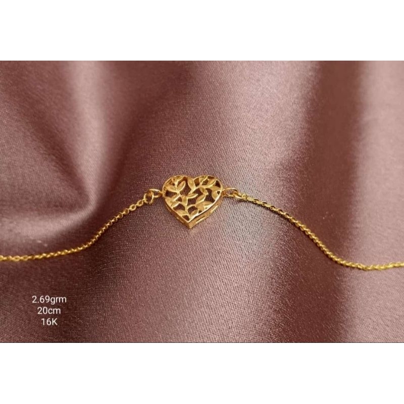 Gelang rantai emas 70 hati rangka daun