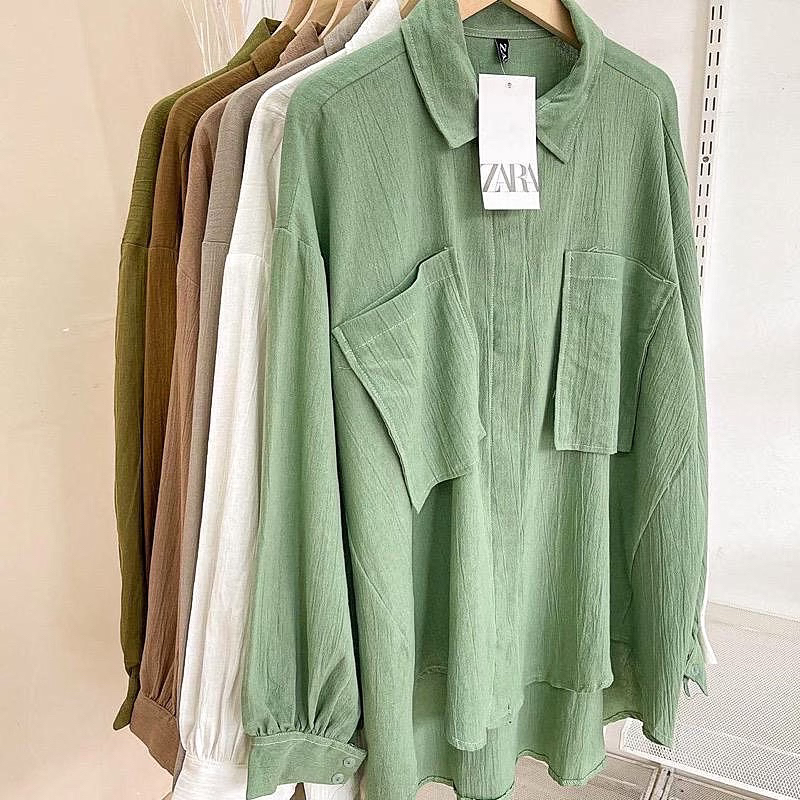 NIKI SHIRT / KEMEJA WANITA OVERSIZE LINEN PREMIUM / BLOUSE KOREAN STYLE