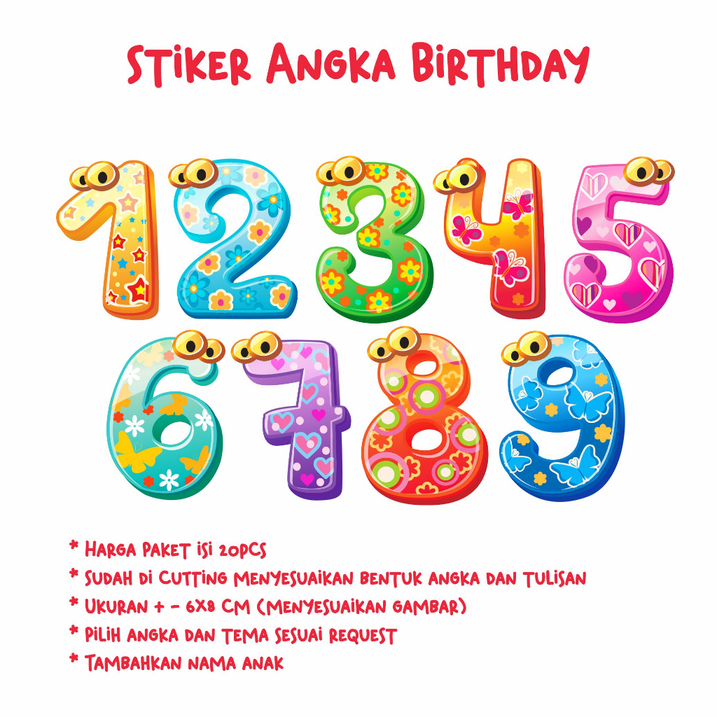

20pcs Stiker Angka Birthday Ulang Tahun
