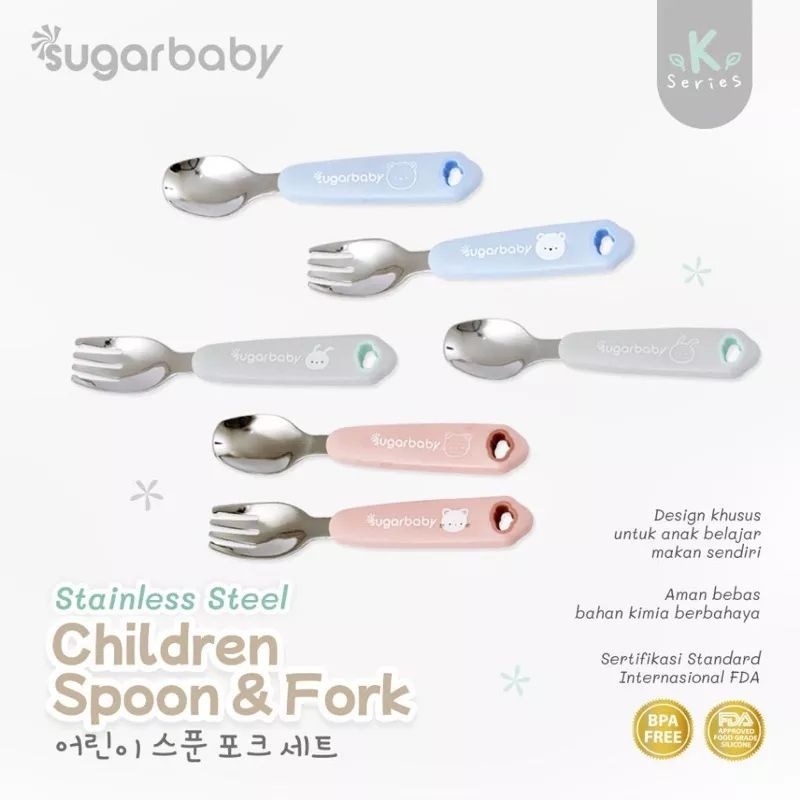 Sugar Baby Children Spoon &amp; Fork / Sendok Garpu Stainless Anak