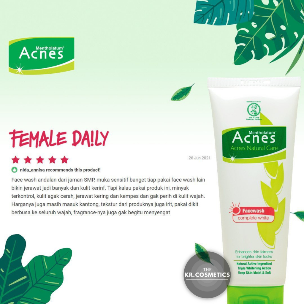 Acnes Natural Care Face Wash Complete White 50 gr 100gr