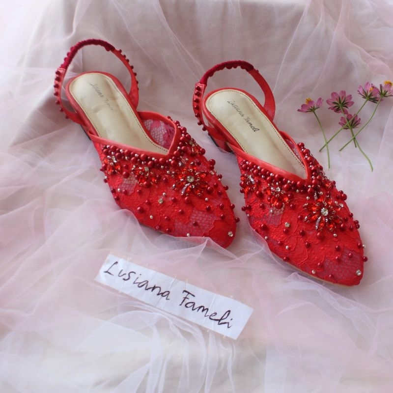 LEE YUJIN  I sepatu heels Tali  transparan sepatu pengantin bentuk V  heels kondangan sepatu nikahan