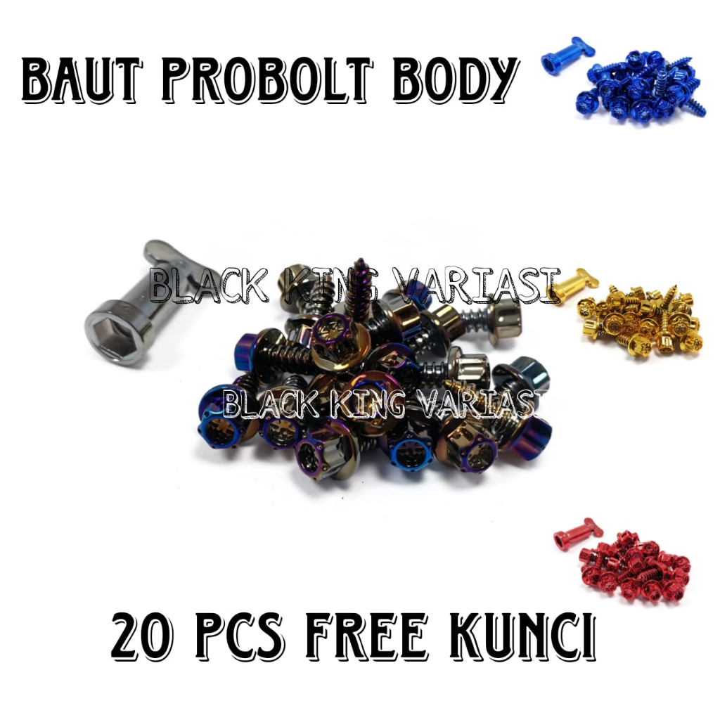 Baut Probolt Body Heng Yamaha isi 20 pcs Plus Kunci Baut Body Probolt Stainless Universal Baut Body Probolt Flower