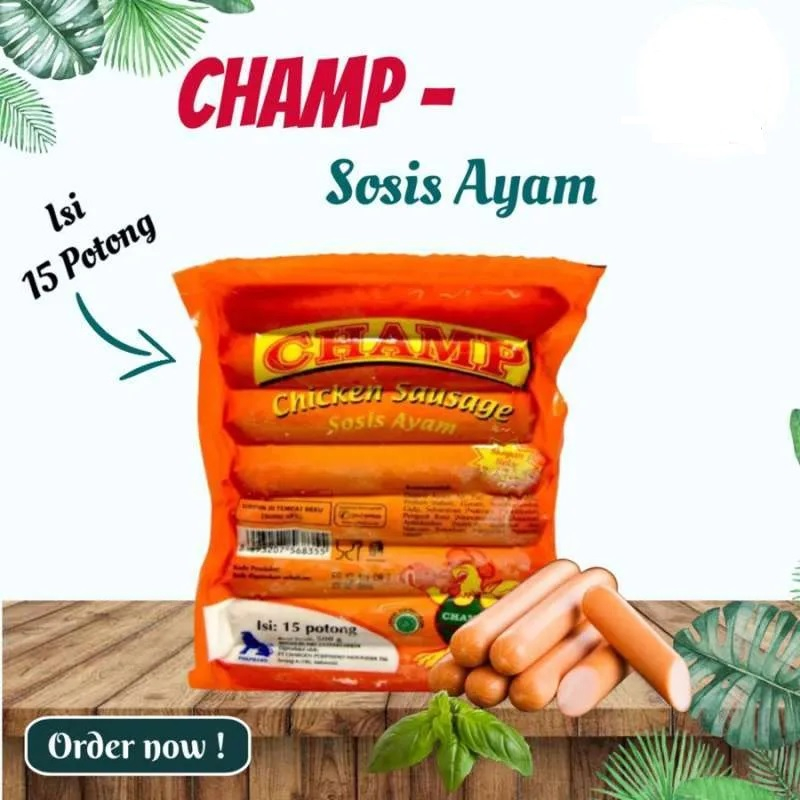 

Champ Sosis Ayam 375 gram Isi 15 PC