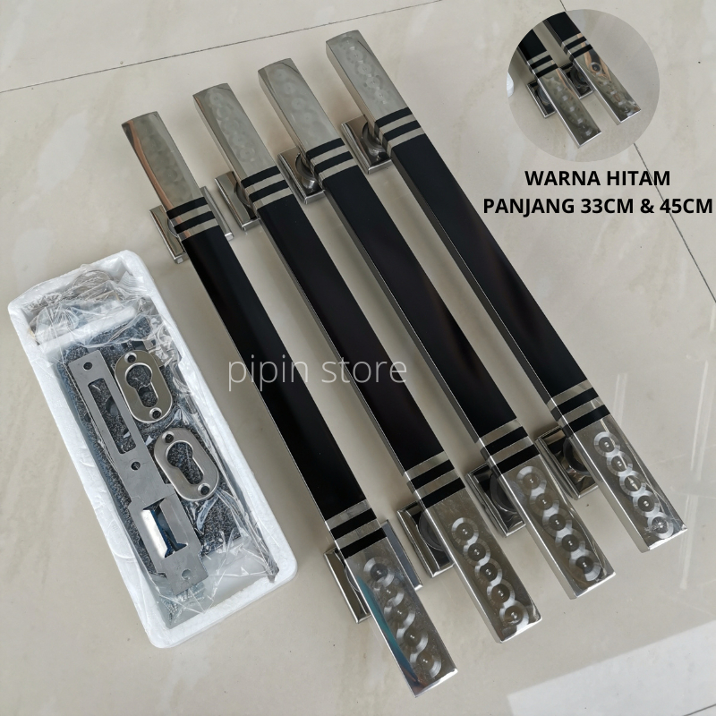 Paket Handle Pintu Rumah 45cm dan 33cm 1 Set Body Kunci Pelor Murah Minimalis Tarikan Pintu Gagang Pintu Rumah Stainless Handel Hendel Pintu