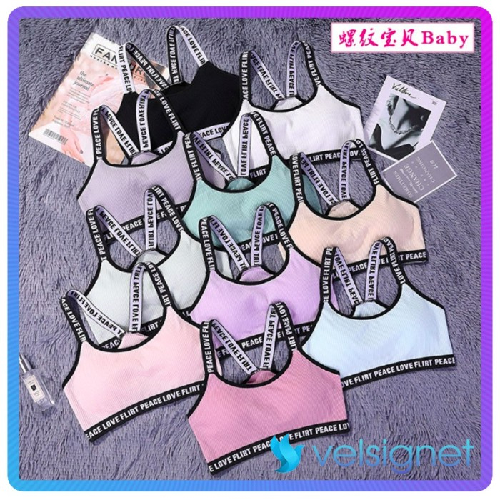 Sport Bra Motif "Love Flirt Peace" / bra olahraga / bh tanpa kawat Varian Warna Bisa COD