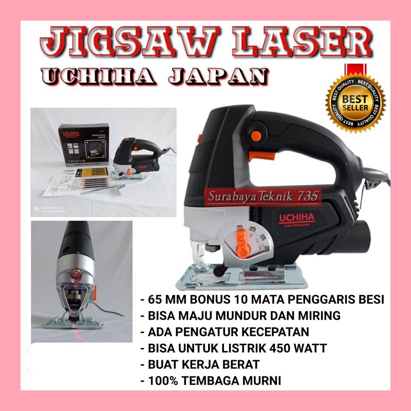JIGSAW LASER 65MM  UCHIHA JAPAN BUAT KERJA BERAT Fullset accessories