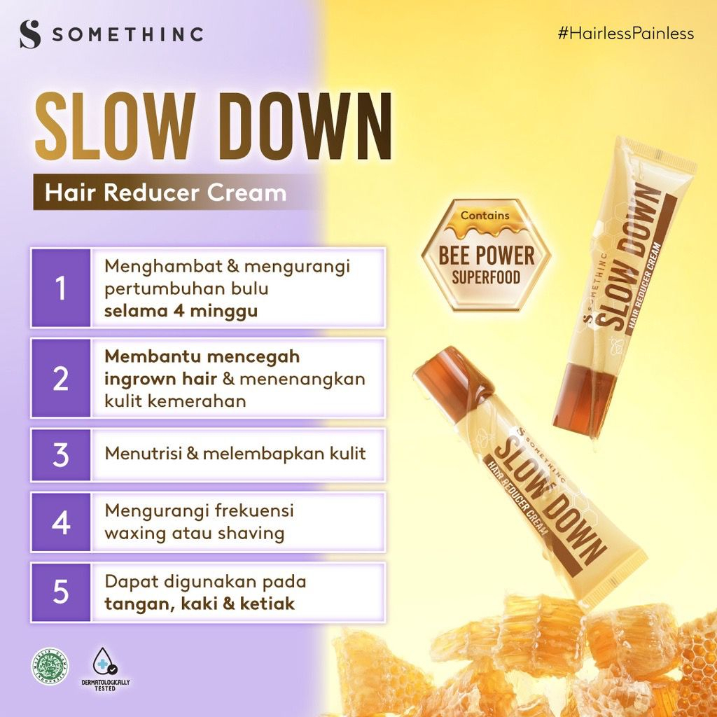 BPOM SOMETHINC Slow Down Hair Reducer Cream Krim Menghambat Pertumbuhan Bulu Ketiak Ketek