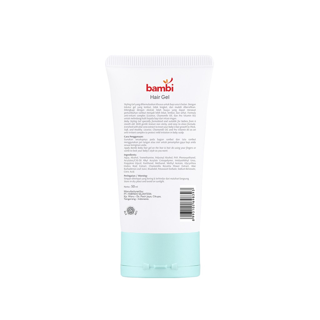 Bambi Baby Hair Gel 50ml | Styling / Gel Rambut Bayi dan Anak