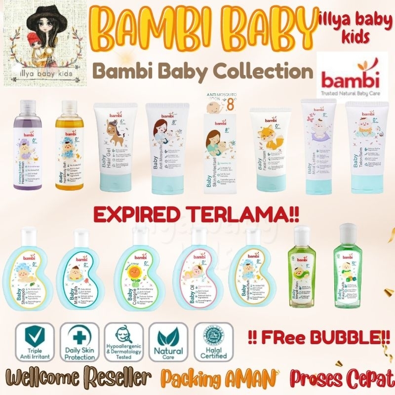 Bambi Compact Powder Bedak Diaper Cream Telon Shampoo Hair Lotion Gel Oil Minyak Kayu Putih Cologne