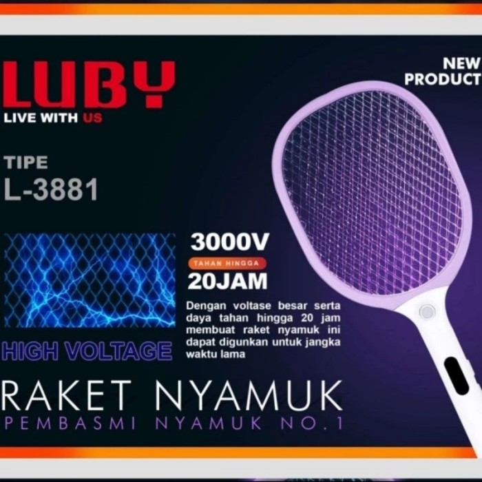 Raket Nyamuk LUBY L-3881 / L-3882 / L-3883 Raket Nyamuk LED plus Kabel Charge