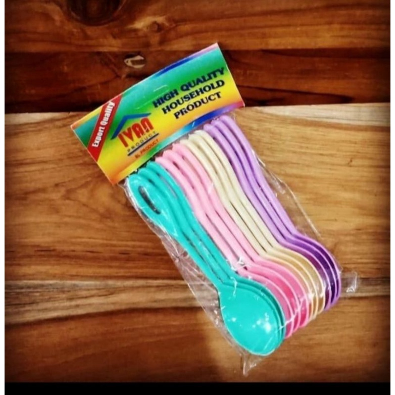 12pcs Sendok Teh Pendek Plastik / Sendok Kue Ivan