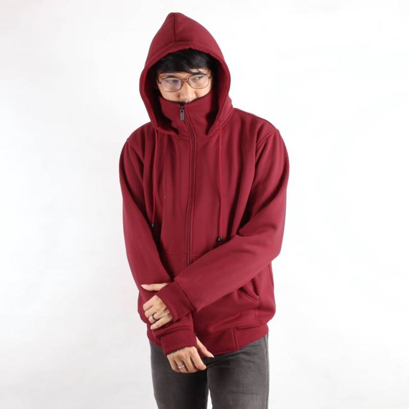 JAKET HOODIE NINJA ZIPPER ROUGHAND BASIC POLOS OVERSIZE