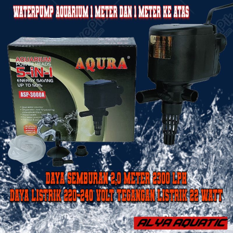mesin pompa celup aquarium AQURA ASP 3000 A waterpump mesin filter
