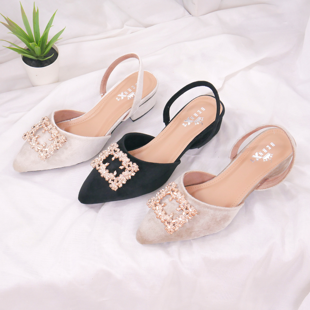 BernX's Shoes - Glady Sepatu Pesta Wanita Mules Heels / Hak 3 cm