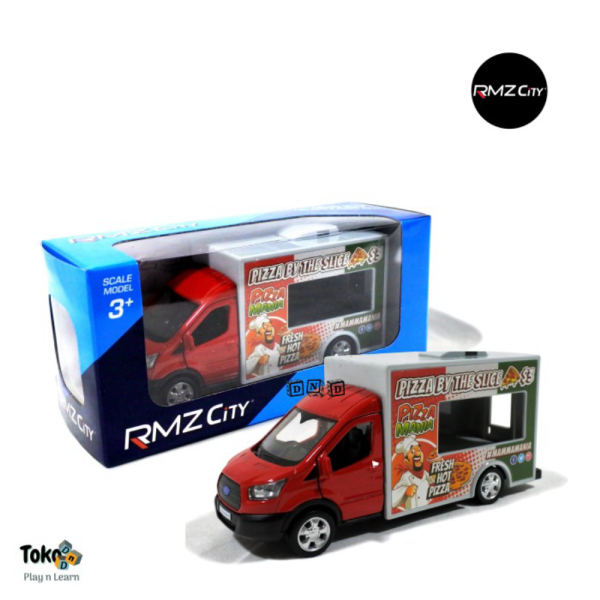 Unik Mainan Anak Diecast Metal Mobil RMZ CIty Ford Transit Pizza Car Van Berkualitas