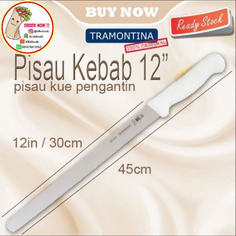 PISAU KEBAB 12 INCH PISAU KUE PENGANTIN PISAU CAKE PERNIKAHAN PISAU SLICE DAGING TIPIS TRAMONTINA OR