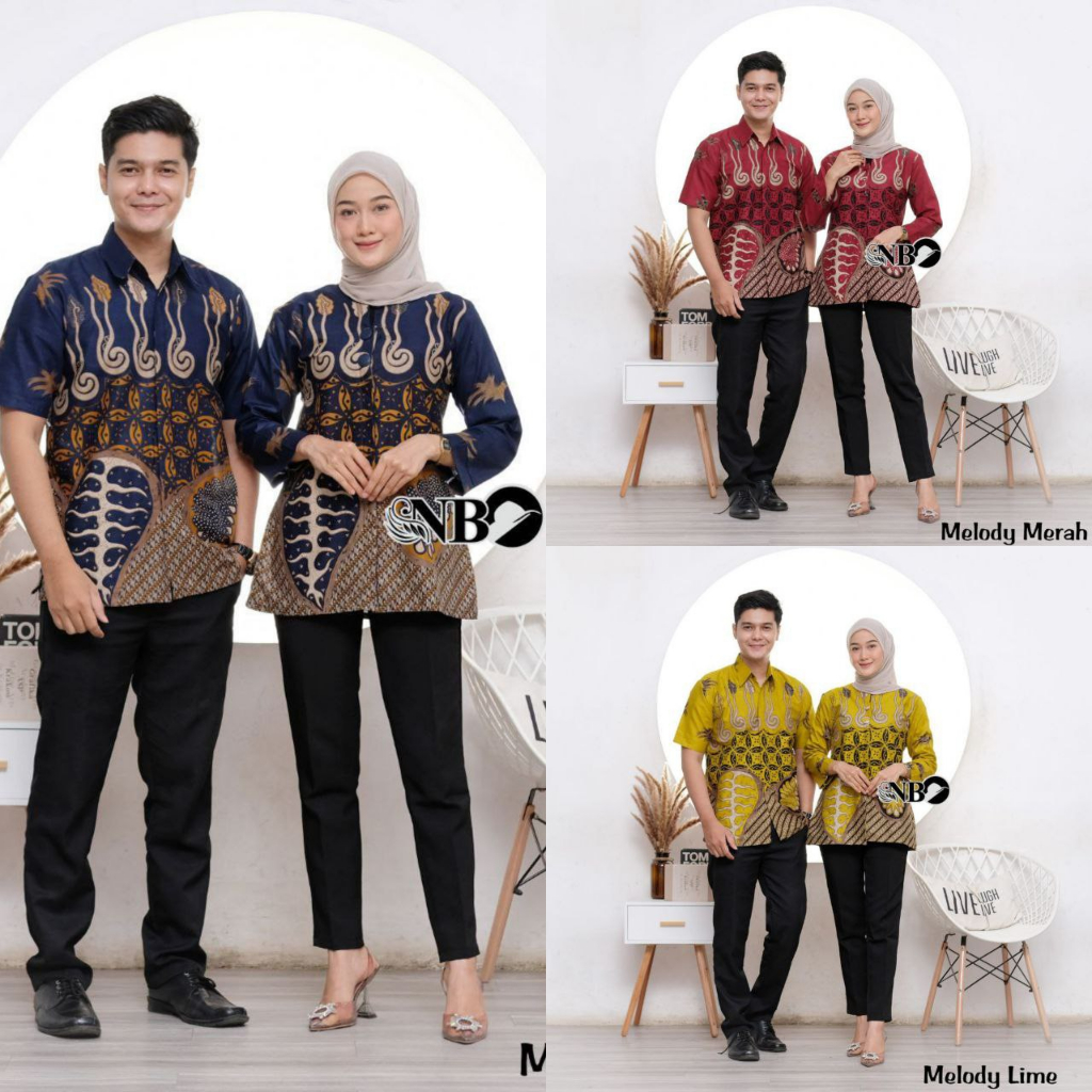 Baju Batik Couple MELODY M L XL XXL Atasan Baju Batik Pria Wanita