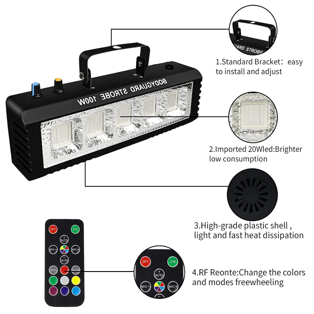 Lampu LED RGB Panggung Integrated Strobe 100W with Remote - ECO-240 - Black