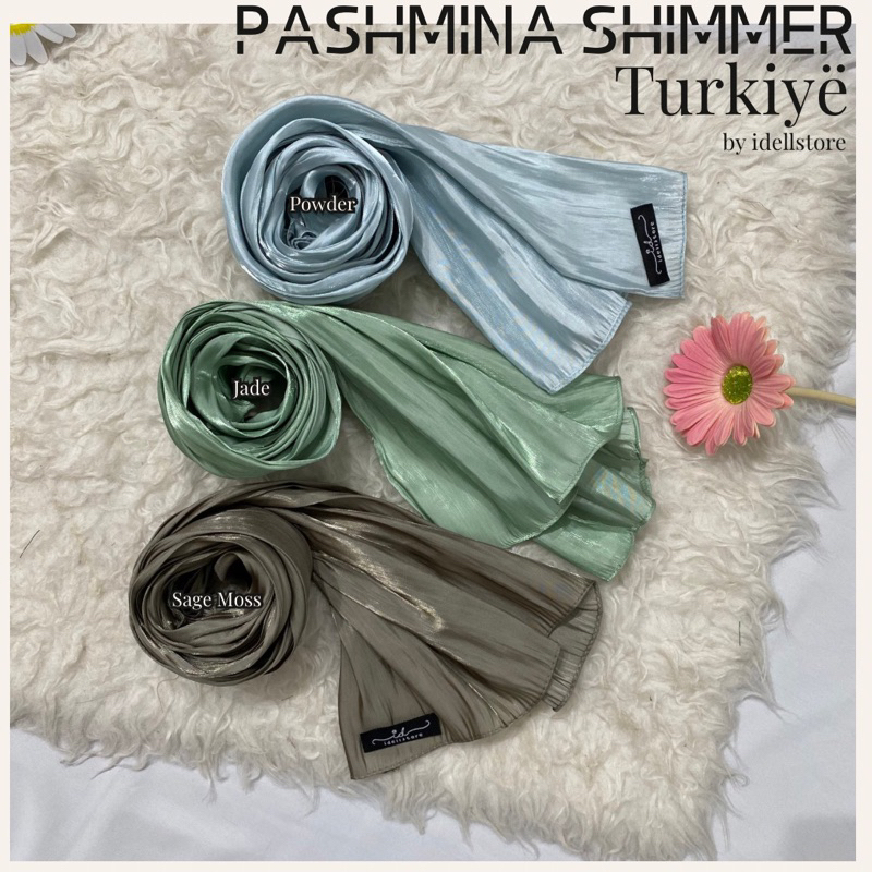 Pashmina Shimmer silk turkiye by idellstore • Pashmina silk turki turkeymengkilap shinning premium