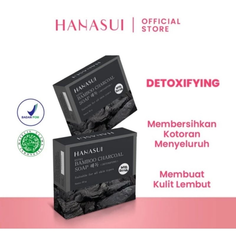 HANASUI Sabun Mandi Bar Soap Bamboo Charcoal With Scrub 60gr