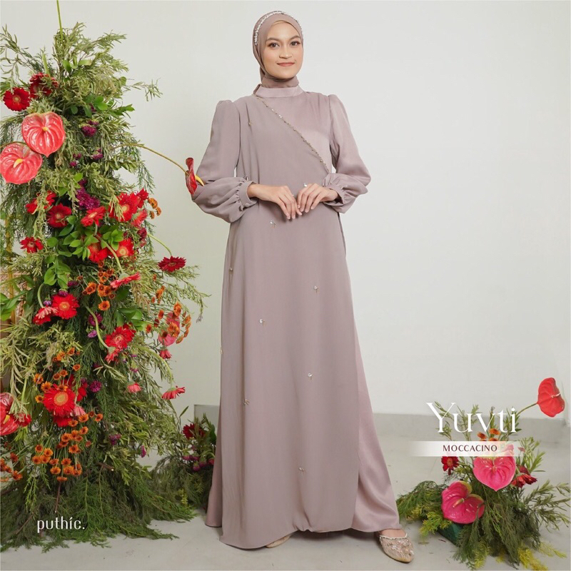 PRELOVED YUFTI DRESS LEBARAN PUTHIC.ID warna moccacino size MK