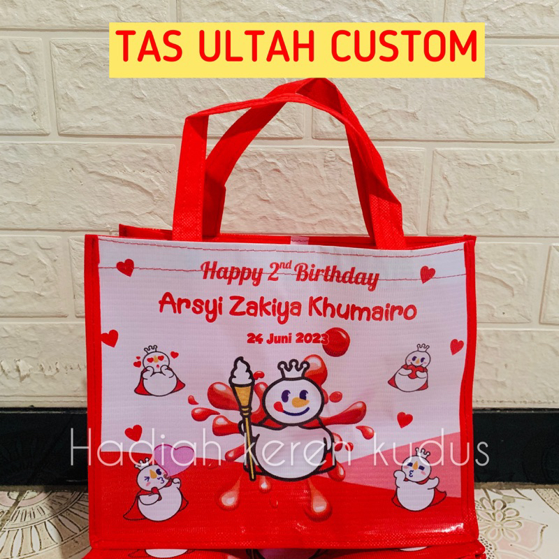 

TAS ULTAH CUSTOM BOLAK BALIK / TAS SOUVENIR 2 SISI /TAS CUSTOM UKURAN