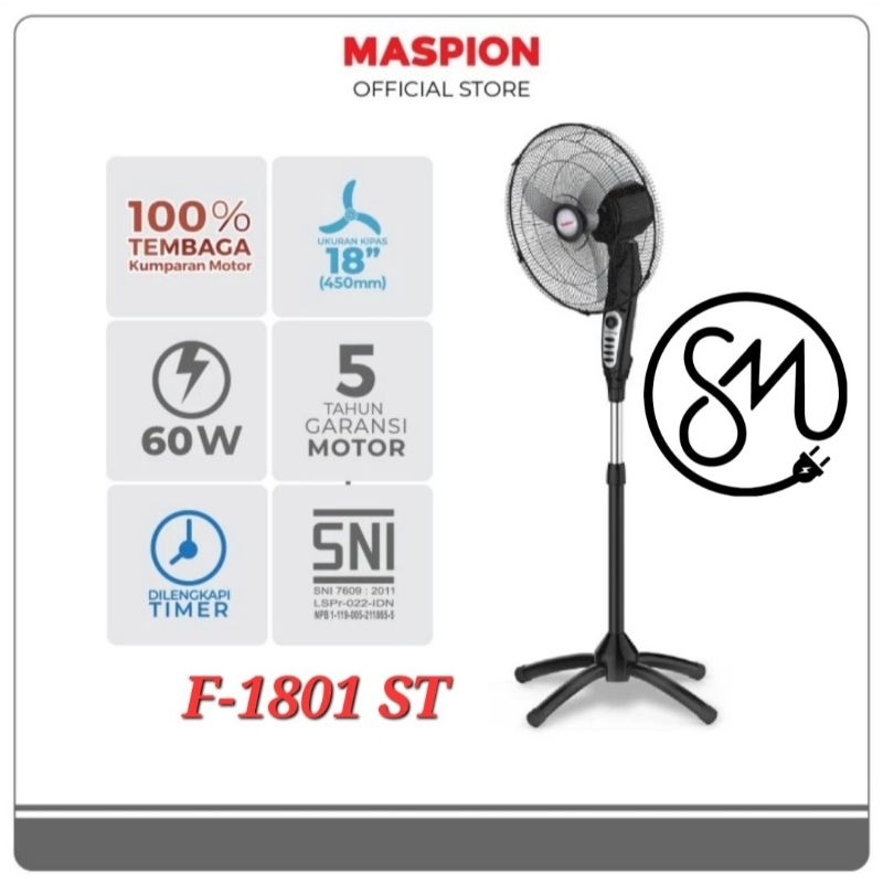 Kipas Angin Maspion F-1801 ST swing 360° Stand fan 18 inch 1801ST F1801ST