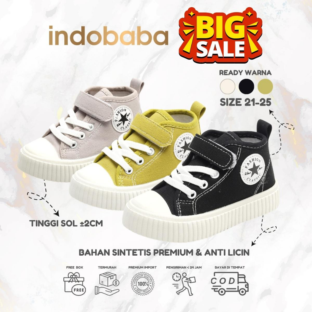 indobaba Sepatu Anak Perempuan Sneakers Anak Import Fashion Canvas 1-5 Tahun S146