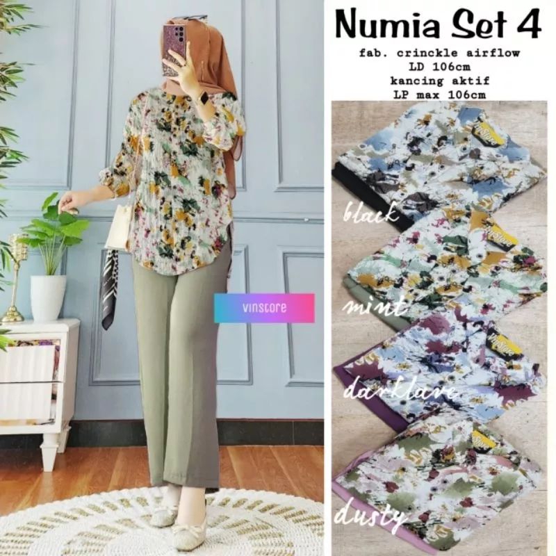 SETELAN WANITA NUMIA SET4 / NUMIA SET 2 BAHAN CRINCLE
