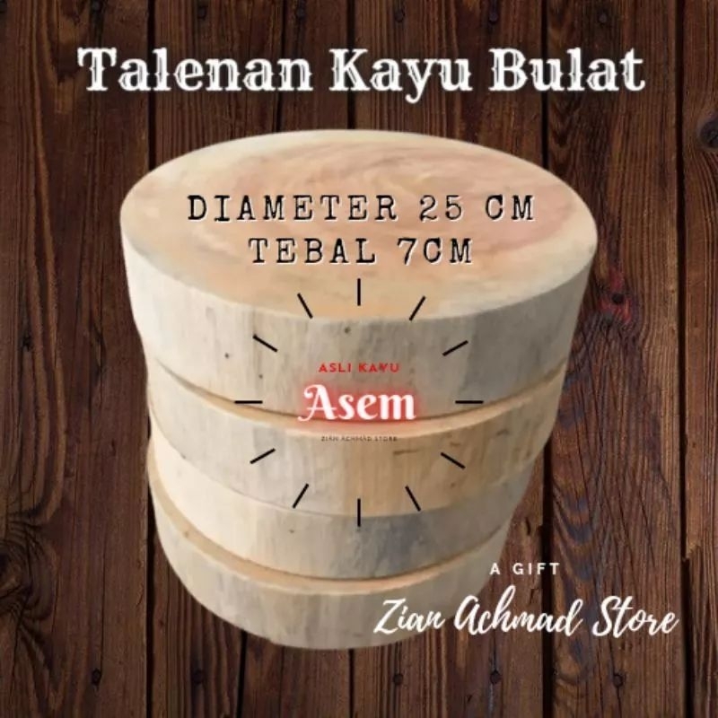 Talenan/tatakan kayu asem bulat diameter 25cm