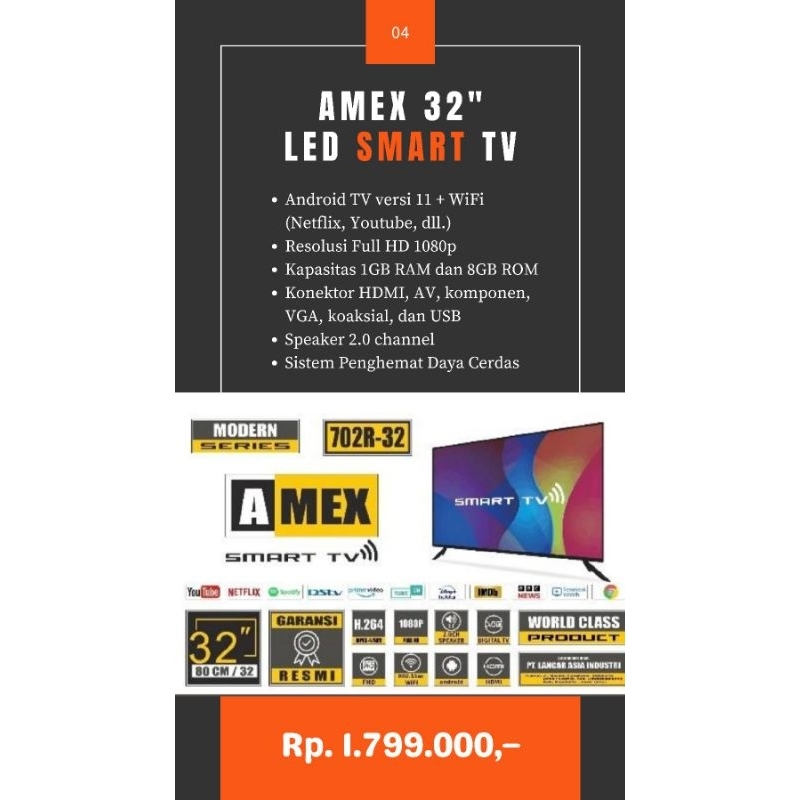 tv smart AMEX 32inch