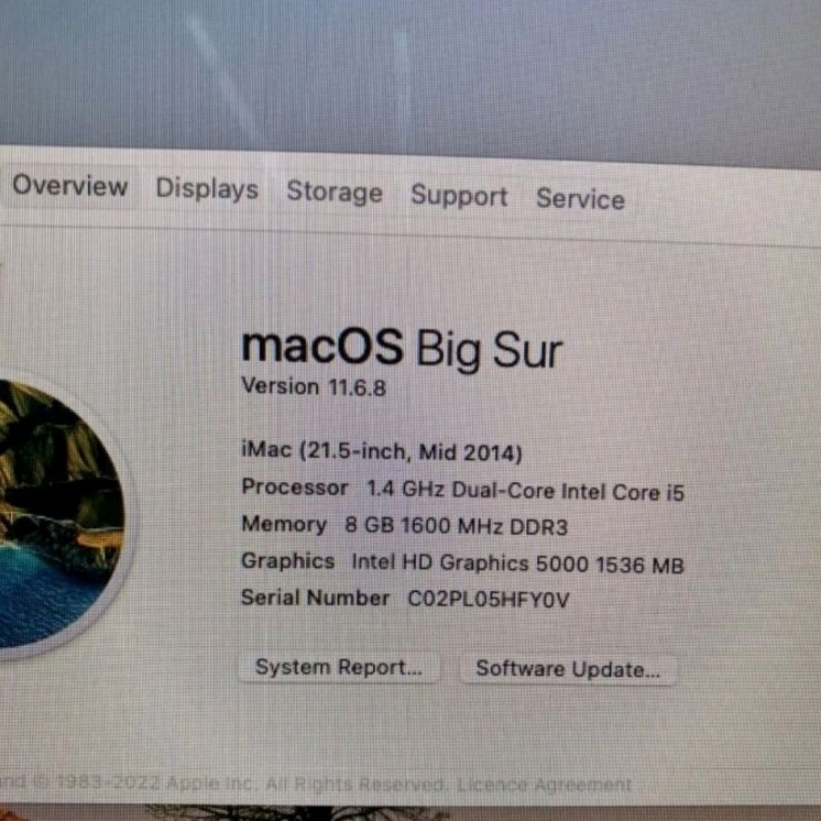 ALL IN ONE APPLE IMAC CORE I5 RAM 8GB SSD 240GB Layar 21.5 INCH MULUS