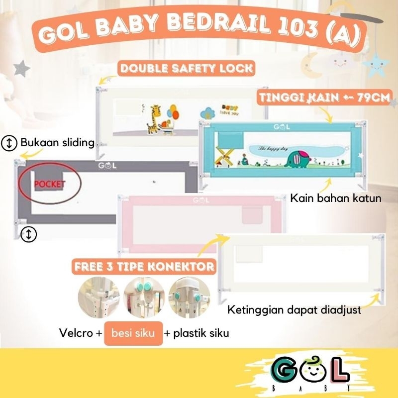 Baby Bedrail Pembatas Pengaman Pagar Kasur Ranjang Tidur Bayi Anak Bed Rail Fence Safety Safe Guard