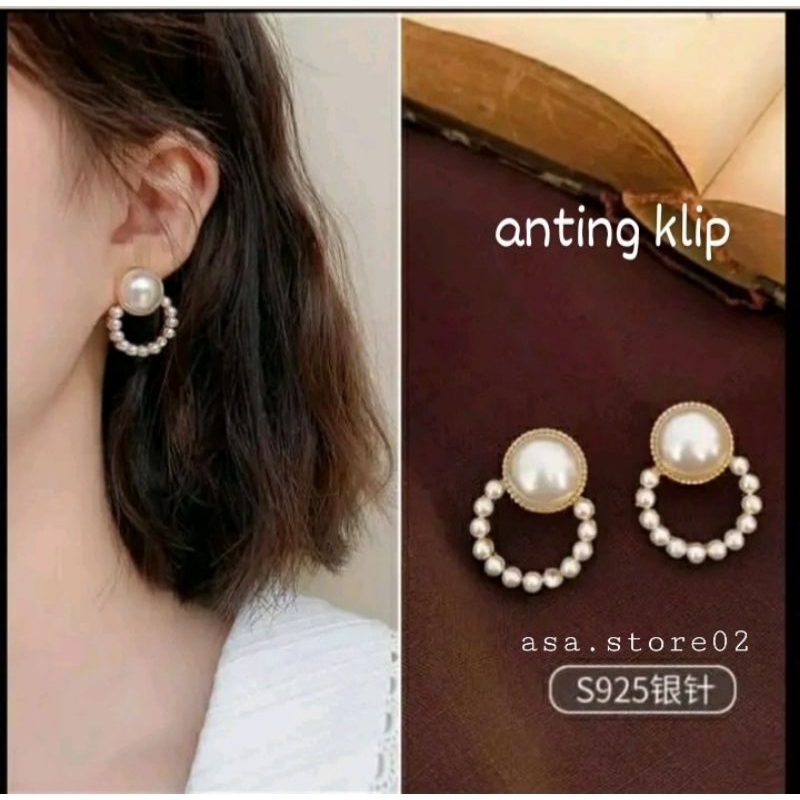 Anting Klip Telinga Mutiara BLT/Anting Jepit