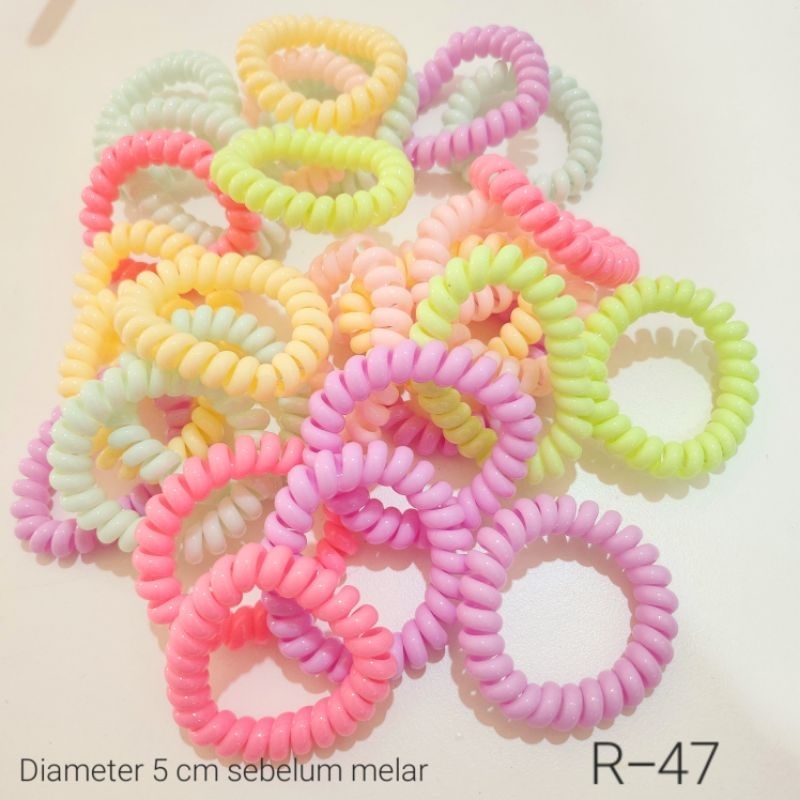 1 pcs Ikat Rambut Spiral WARNA PASTEL R-47 Elastis Tebal Murah Import