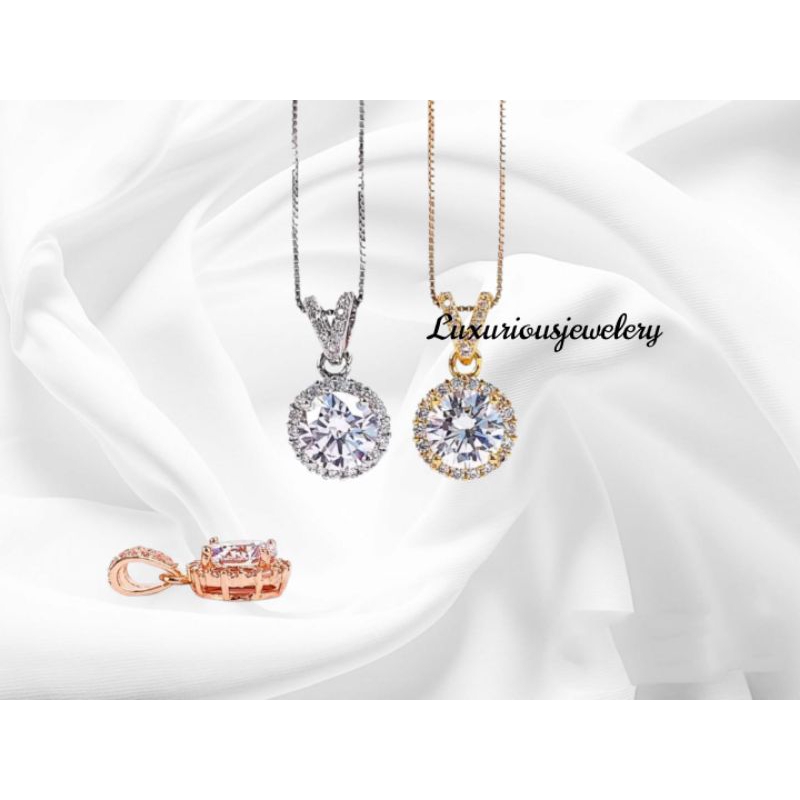 Kalung liontin Solitaire cutting diamond look