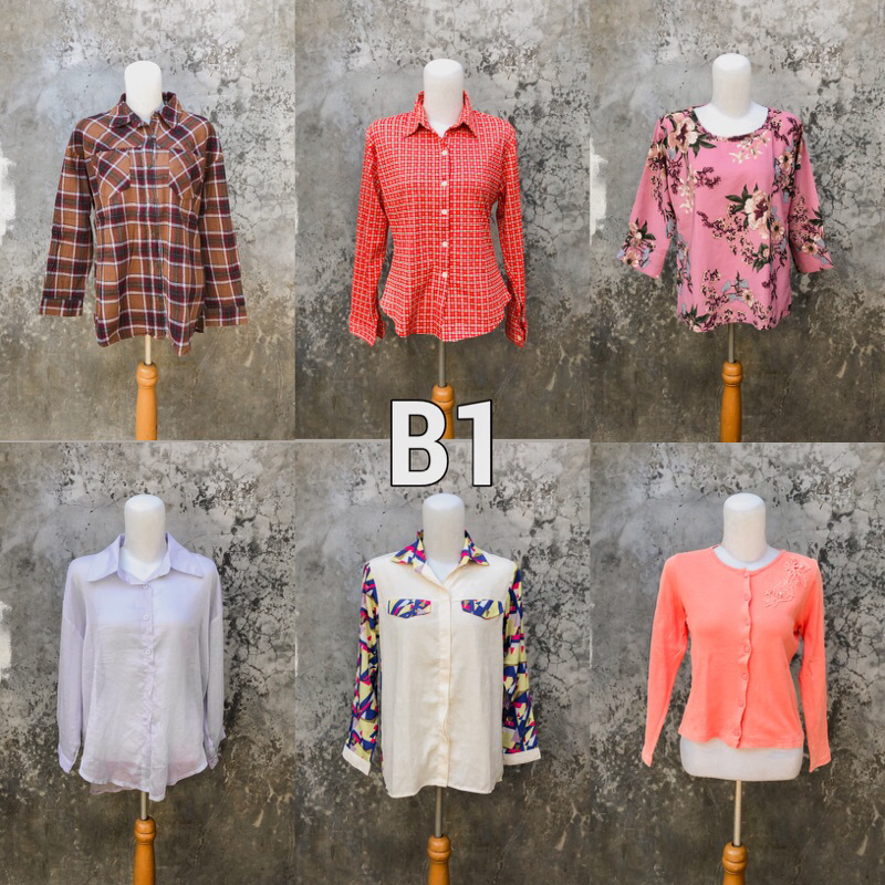 [KODE B1] Baju Atasan Blouse/Kaos Panjang Pendek/Sifon/Satin/Outer Termurah