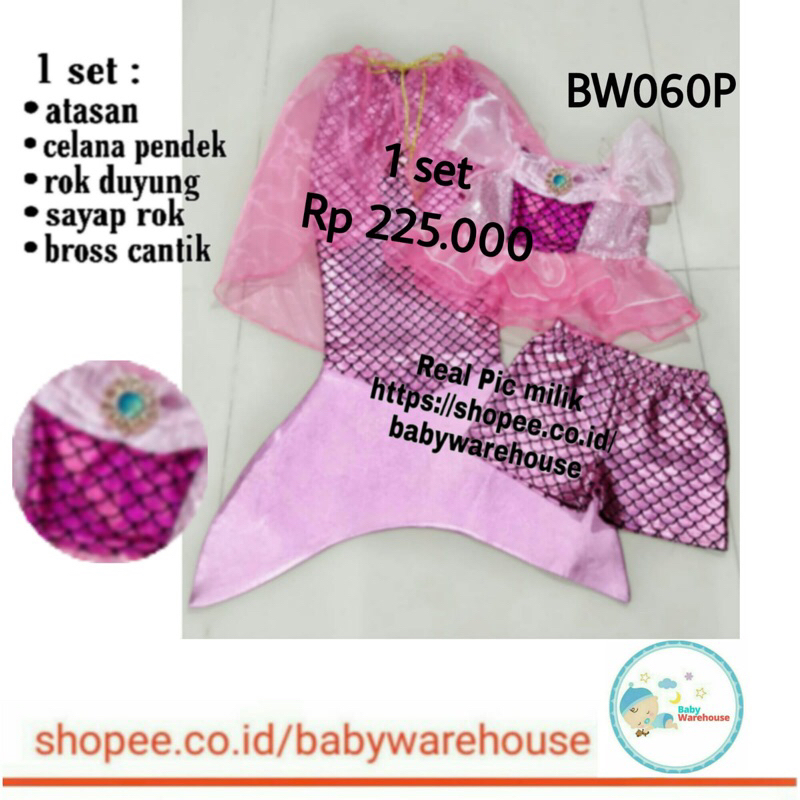 Kostum mermaid BW060P anak perempuan