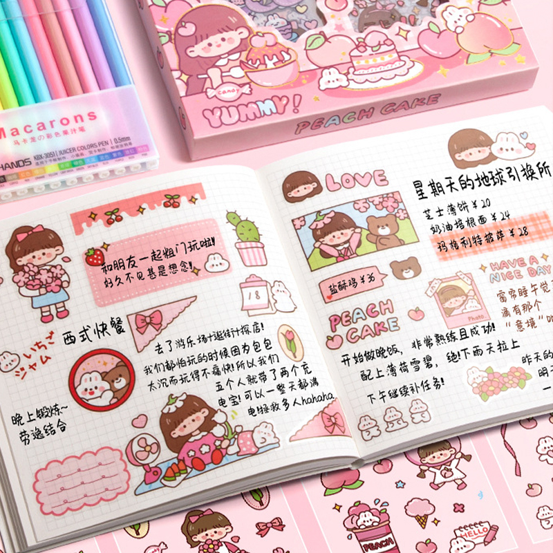 Stiker Motif Kartun Korea Lucu Anti Air 1 box 100lbr /Dekorasi Handbook Scrapbook DIY/Stiker kartun tahan air PET