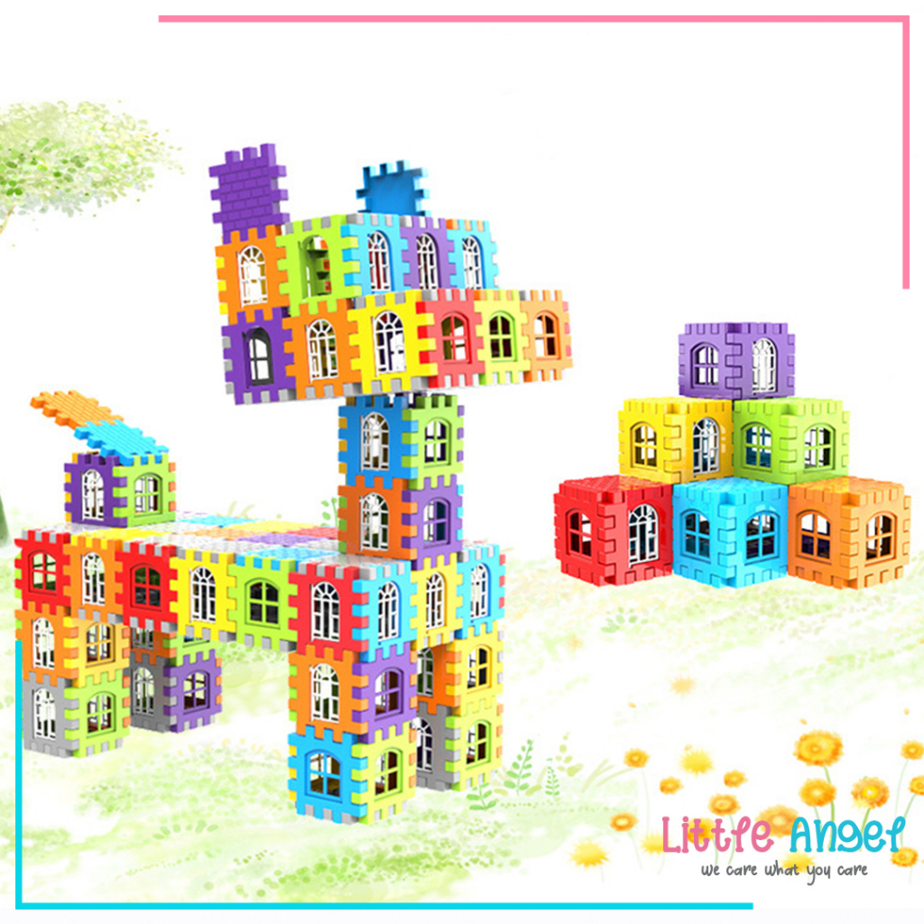 Mainan Edukasi Anak PUZZLE BLOK RUMAH Bongkar Pasang Funny Blocks Plastik Anak Laki Perempuan Balok Lego 1 2 3 Tahun SNI Brick Block Edutoys