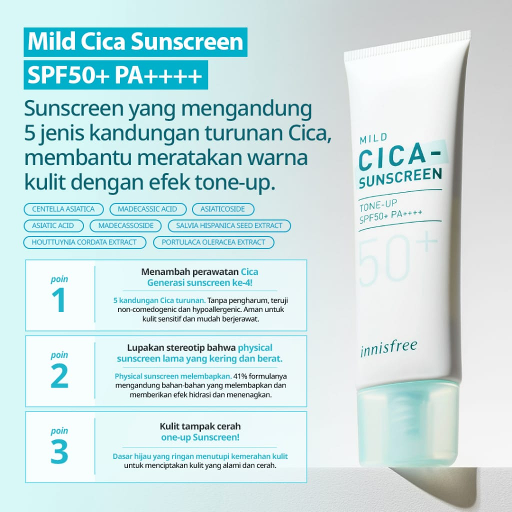 BPOM ORIGINAL - Innisfree Sunscreen All Varian - Intensive Triple Shield / Tone Up Watering / Hyaluronic Moist / Mild Cica / Long Lasting Sunscreen SPF50+ PA++++ Ukuran 15ml / 50ml tabir Surya Sunblock Sunblok Wajah Sun creen Sun blok Suncree Innisfre