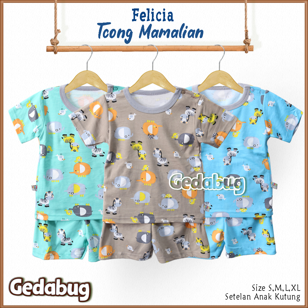 3 Setel - Setelan Felicia Tjong Mamalian PENDEK | Setelan Anak Super Soft | Gedabug