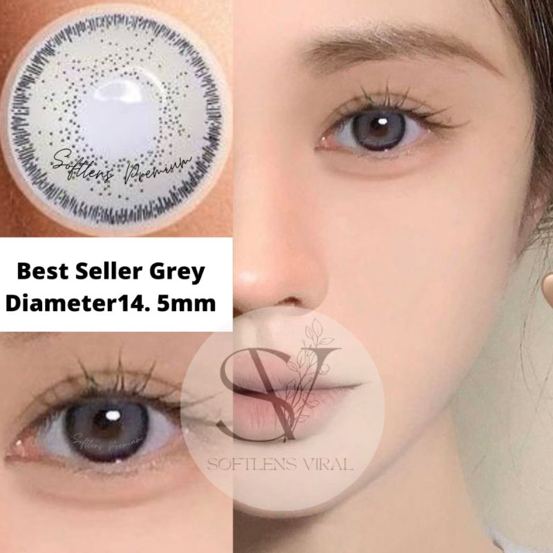 Softlens Premium Grey Bestseller Diameter 14.5mm | Softlens Membuat Kulit Cerah | Softlens Grey ala 
