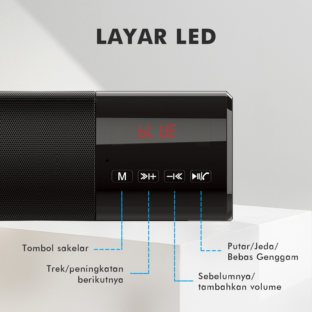 POPCORN Speaker Bluetooth Multifungsi Soundbar Rumah Subwoofer 10W Dengan Mikrofon Panggilan Internal