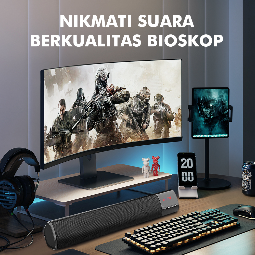 POPCORN Speaker Bluetooth Multifungsi Soundbar Rumah Subwoofer 10W Dengan Mikrofon Panggilan Internal