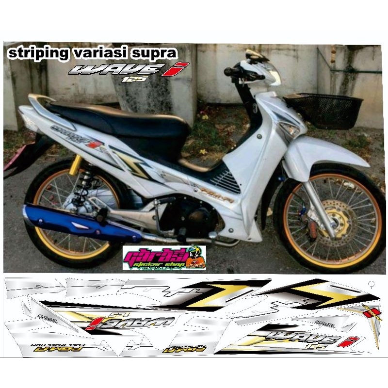 striping wave Supra x 125 putih silver Thailand
