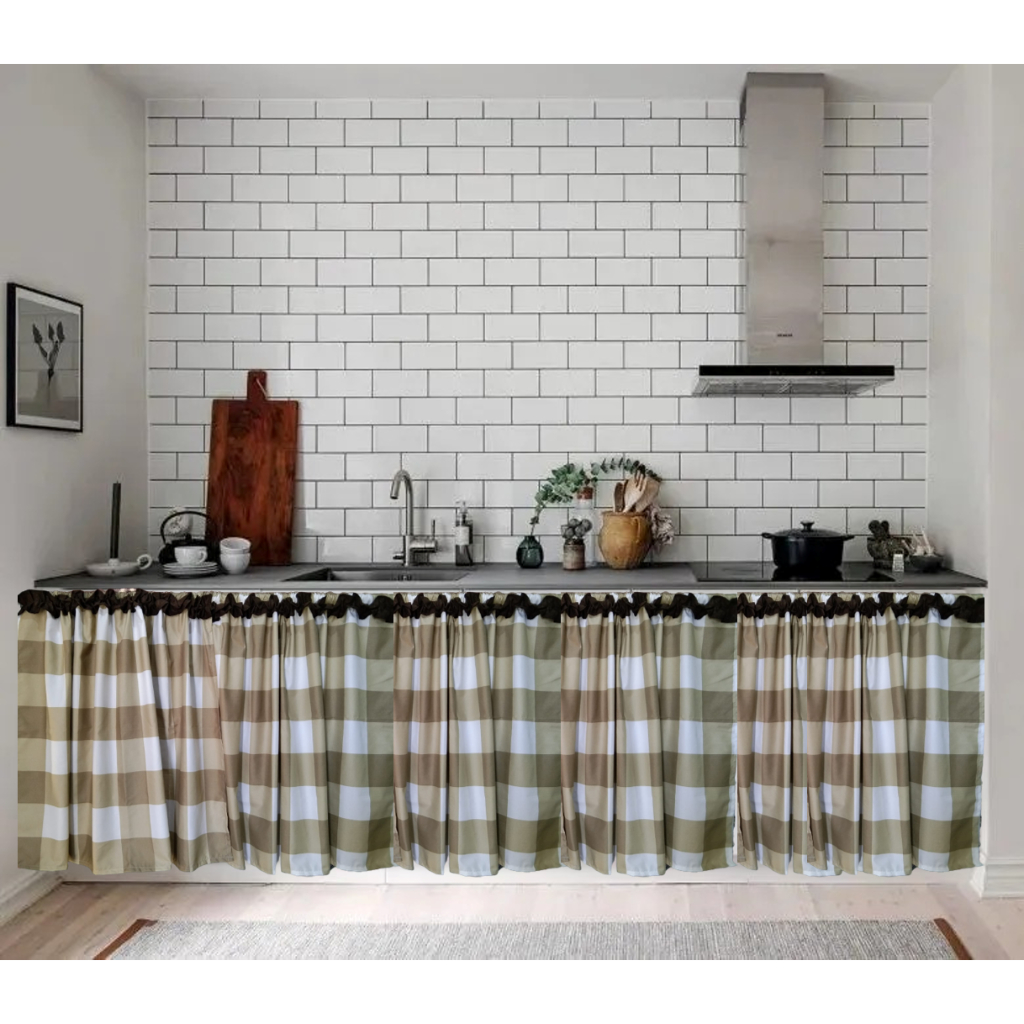 Gorden Tirai Kolong Dapur Polos Motif Terbaru Part 2